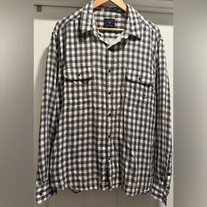 EUC⚡️Lucky Brand Classic Fit Gray Gingham Button Up Shirt Men’s XL🍀
